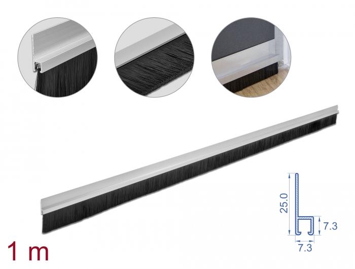 Delock Bürstenleiste 40 mm mit Aluminiumprofil gerade - Länge 1 m - Delock