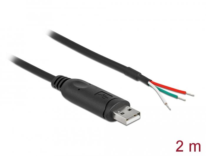 Delock Adapterkabel USB 2.0 Typ-A auf seriell RS-232 mit 3 offenen Kabeln - Delock