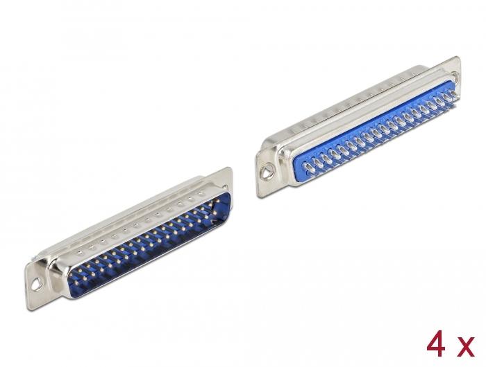 Delock D-Sub 37-poliger Steckverbinder Metall, Lötversion, 4 Stück - Delock