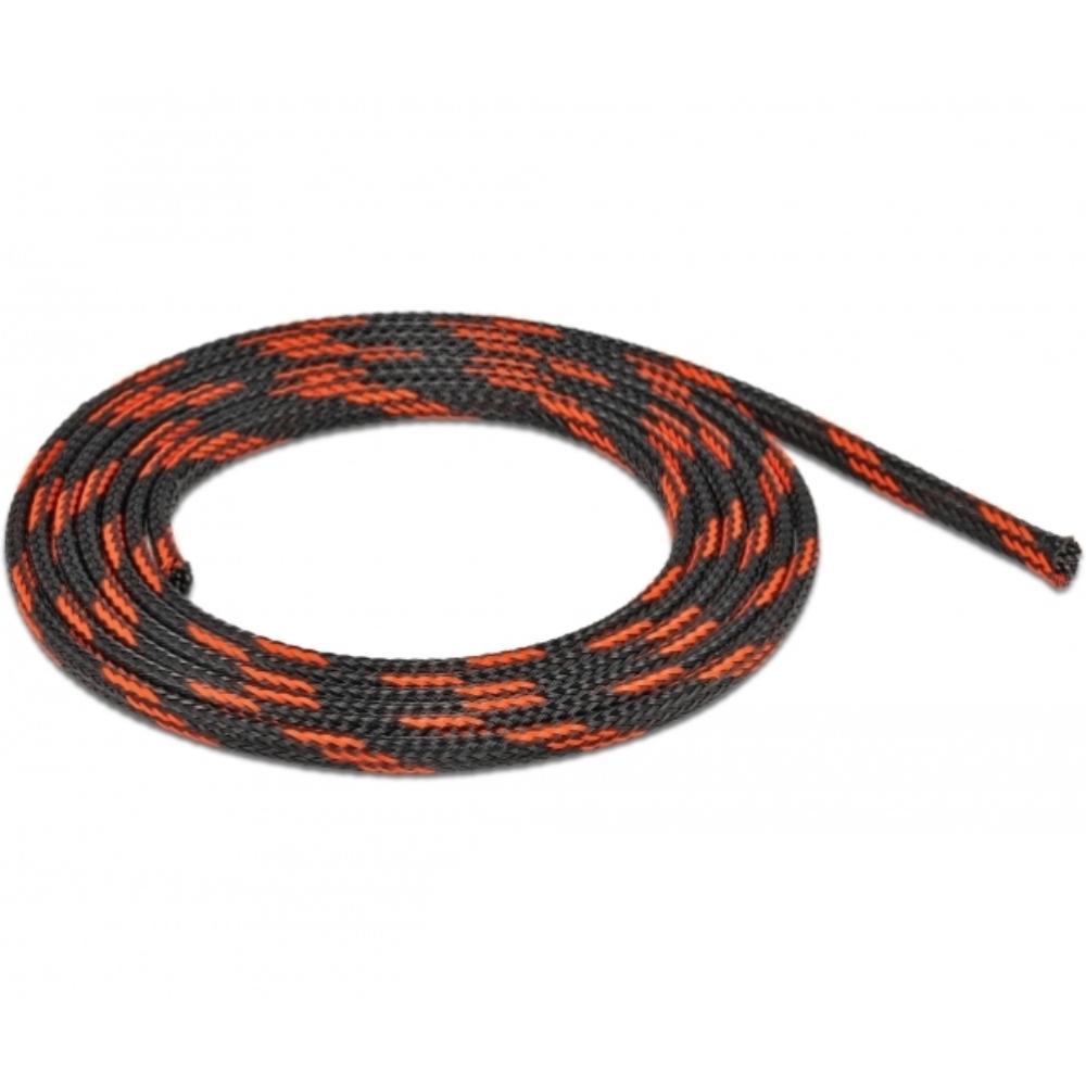 Delock Geflechtschlauch dehnbar 2 m x 6 mm schwarz-rot - Delock