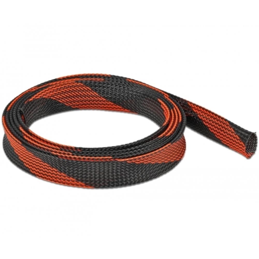 Delock Geflechtschlauch dehnbar 2 m x 25 mm schwarz-rot - Delock