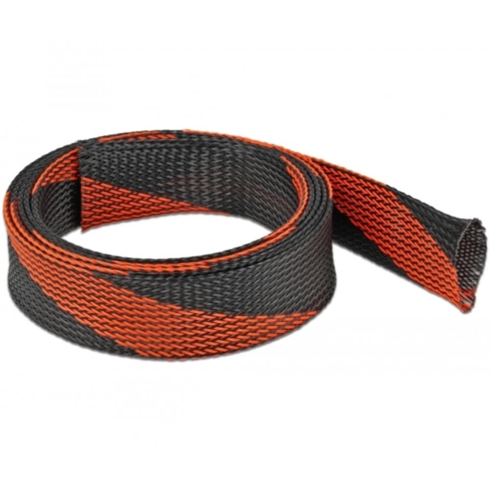 Delock Geflechtschlauch dehnbar 2 m x 38 mm schwarz-rot - Delock