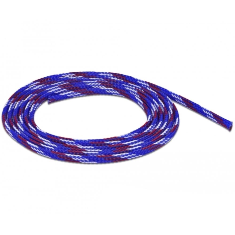 Delock Geflechtschlauch dehnbar 2 m x 6 mm blau-rot-weiß - Delock