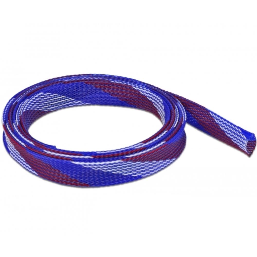 Delock Geflechtschlauch dehnbar 2 m x 19 mm blau-rot-weiß - Delock