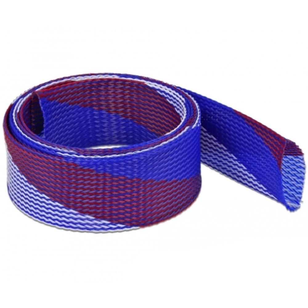 Delock Geflechtschlauch dehnbar 2 m x 50 mm blau-rot-weiß - Delock