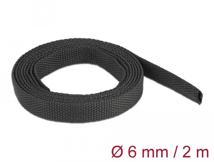 Delock Gewebeschrumpfschlauch 2 m x 6 mm Schrumpfungsrate 2:1 schwarz - Delock