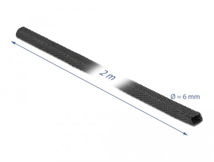 Delock Gewebeschrumpfschlauch 2 m x 6 mm Schrumpfungsrate 2:1 schwarz - Delock