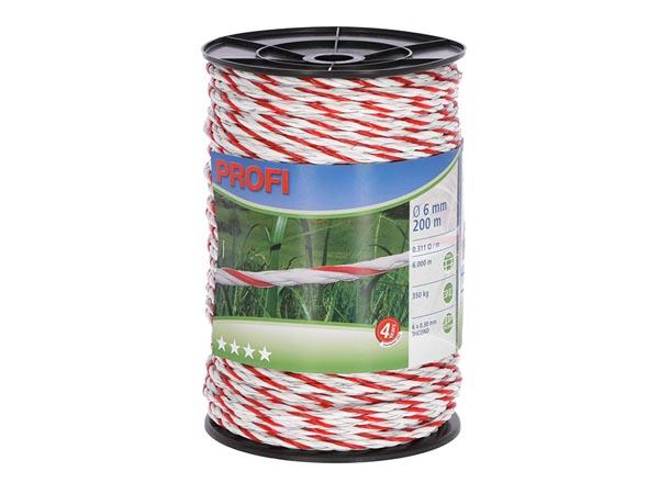 Profi-Zaunschnur 6mm, 6x0,30 TriC, 200m, weiß/rot - Corral