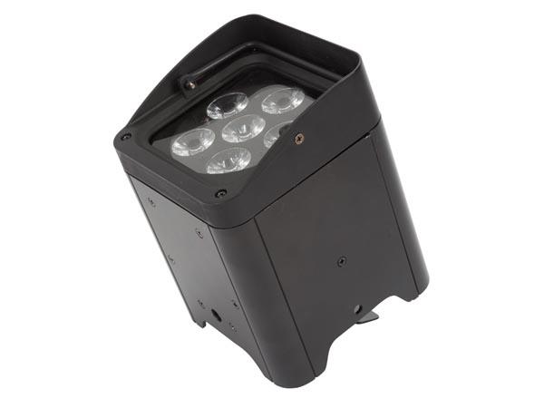 LED-VLOERSPOT MET ACCU - 6 x 12 W RGBWA-UV - ZWART - HQ-Power