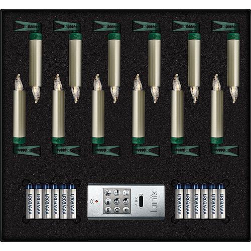 Kerzenlampe - LED-Weihnachtsbeleuchtung innen - 12 Lichter - warmweiß - 12x AAA