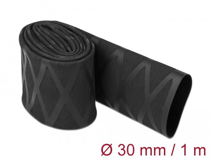 Delock Schrumpfschlauch X-Muster Anti-Rutsch 1 m x 30 mm schwarz - Delock