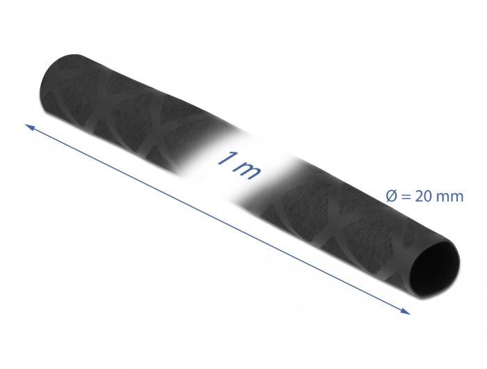 Delock Schrumpfschlauch X-Muster Rutschfest 1 m x 20 mm Schwarz - Delock