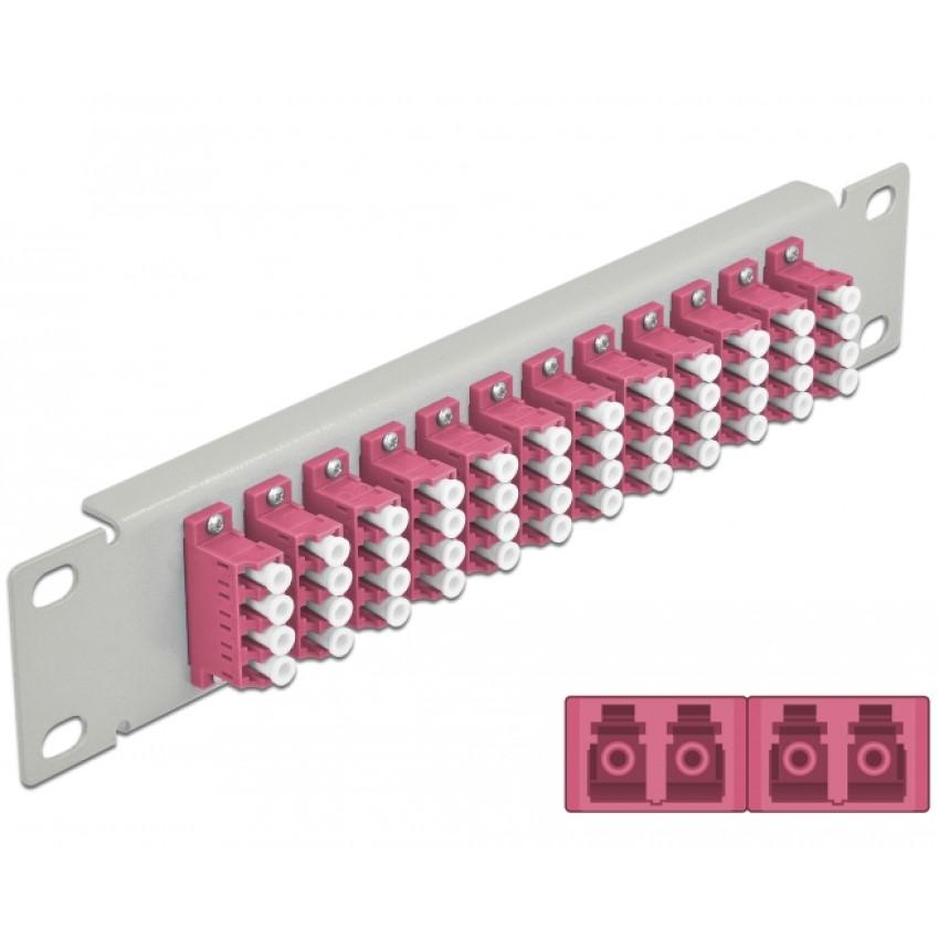 Delock 10″ LWL-Patchpanel 12 Port LC Quad 1HE grau - Delock