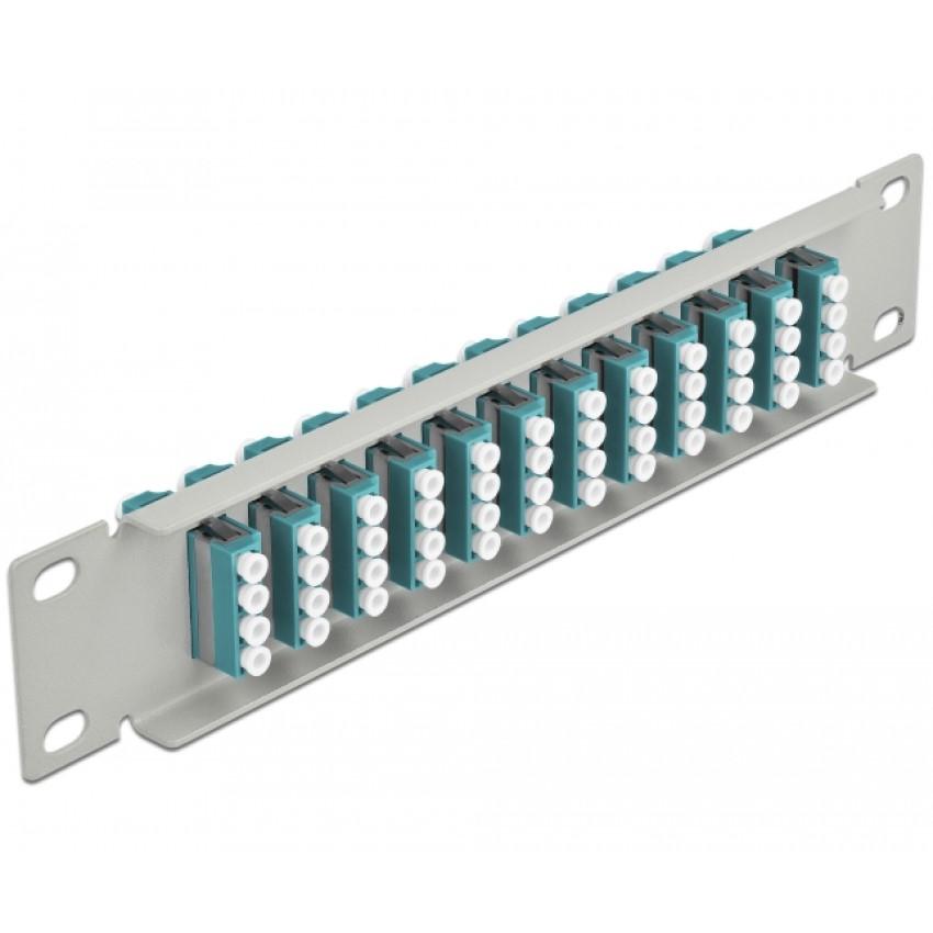 Delock 10″ LWL Patchpanel 12 Poort LC Quad aqua 1 HE grau - Delock