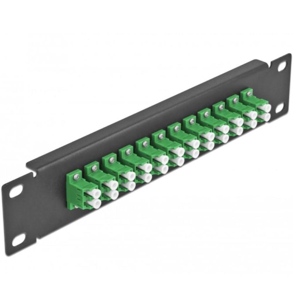 Delock 10″ LWL-Patchpanel 12 Port LC Duplex grün 1 HE schwarz - Delock