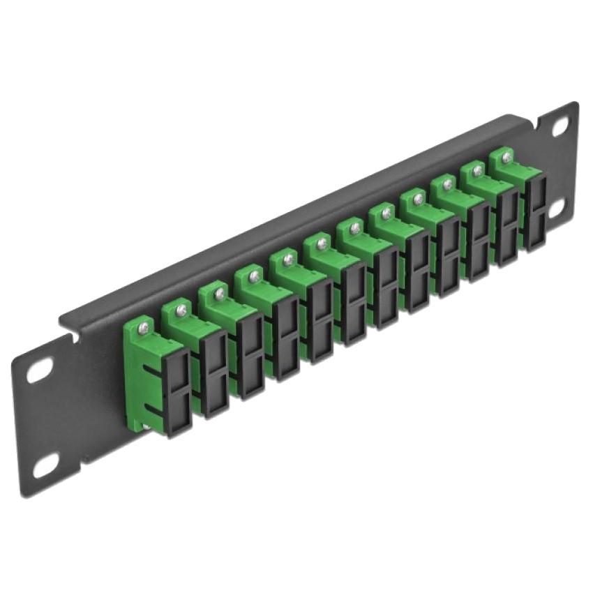 Delock 10″ LWL-Patch-Panel 12 Port SC Duplex Grün 1 HE Schwarz - Delock