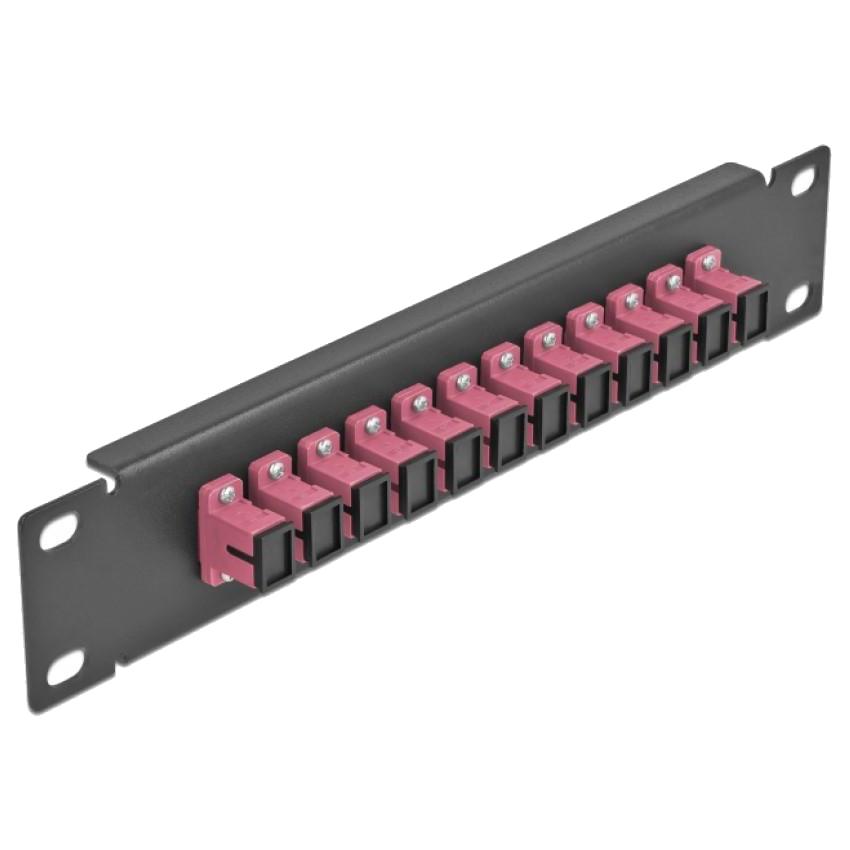 Delock 10″ LWL Patchpanel 12 Poort SC Simplex violett 1 HE schwarz - Delock