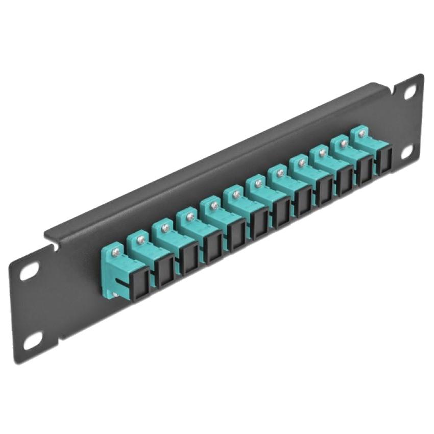 Delock 10″ LWL Patchpanel 12 Poort SC Simplex aqua 1 HE schwarz - Delock