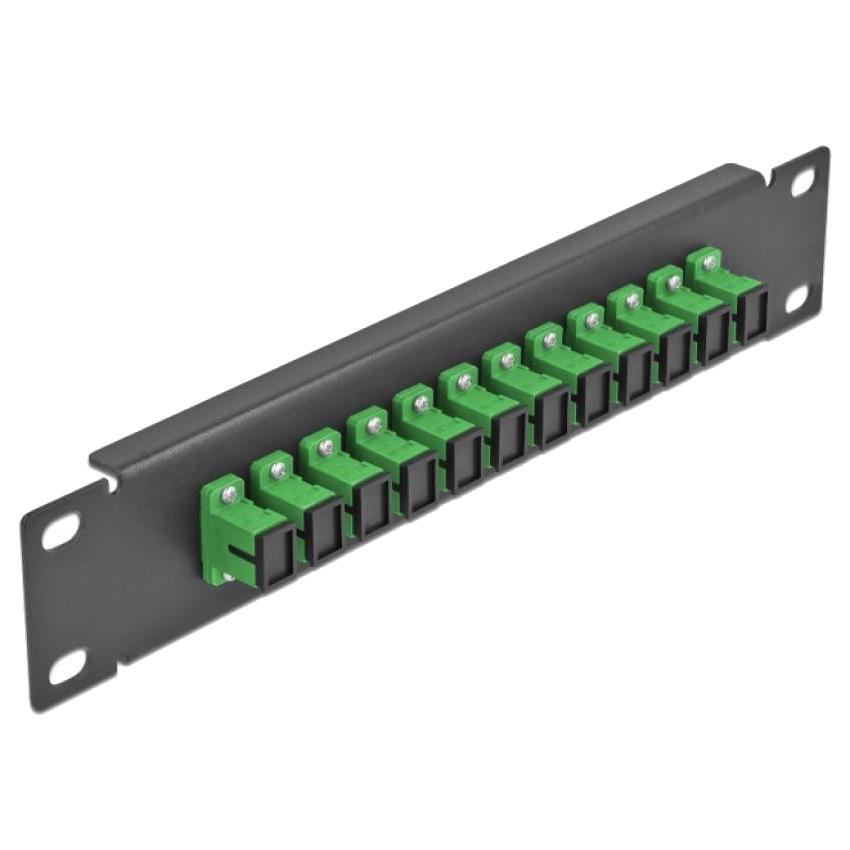 Delock 10″ LWL Patch Panel 12 Port SC Simplex grün 1 HE schwarz - Delock