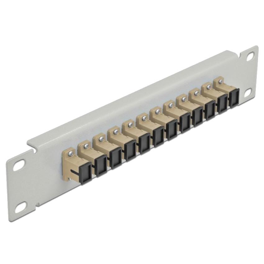 Delock 10″ LWL Patchpanel 12 Port SC Simplex beige 1 HE grau - Delock