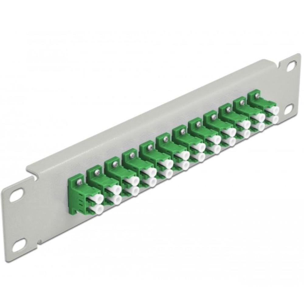 Delock 10″ LWL-Patchpanel 12 Port LC Duplex grün 1HE grau - Delock