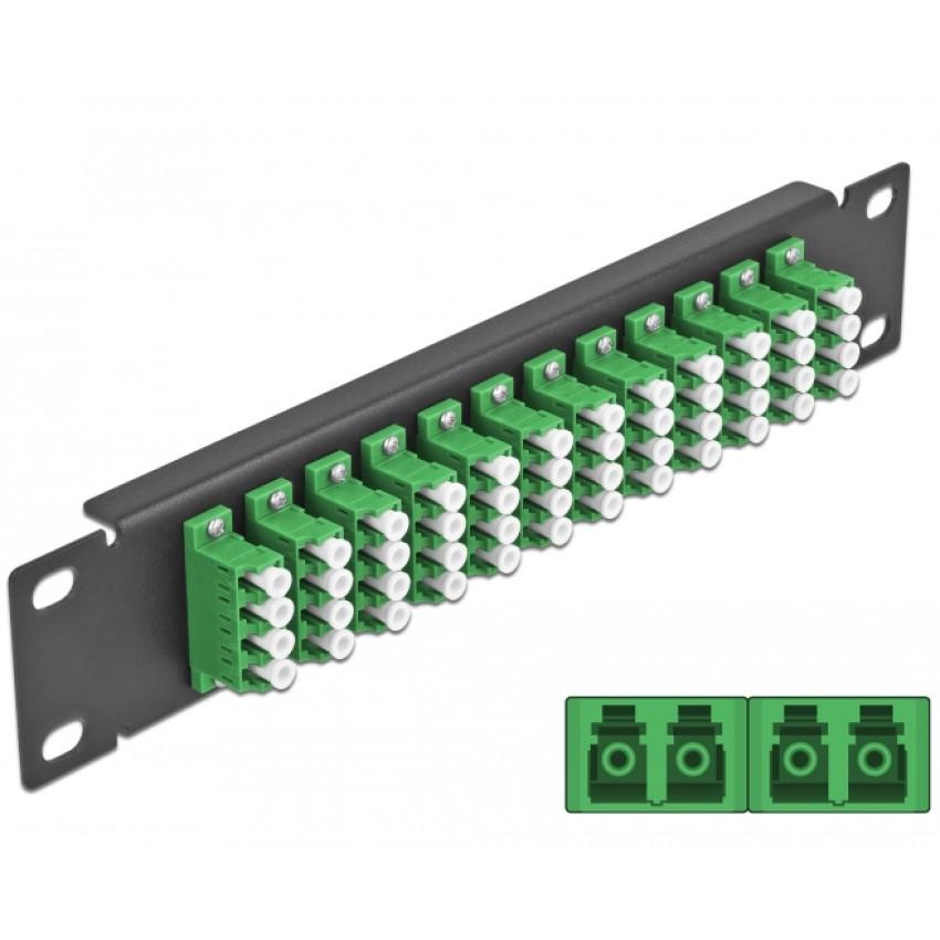 Delock 10″ LWL Patch Panel 12 Port LC Quad Grün 1 HE schwarz - Delock