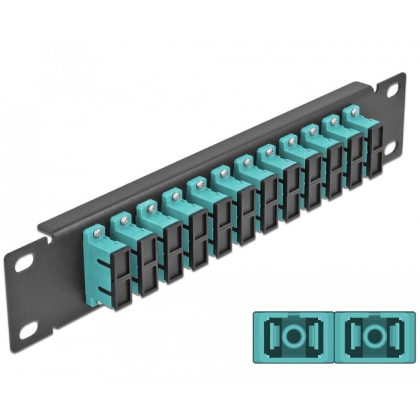 Delock 10″ LWL Patchpanel 12 Poort SC Duplex aqua 1 HE schwarz - Delock