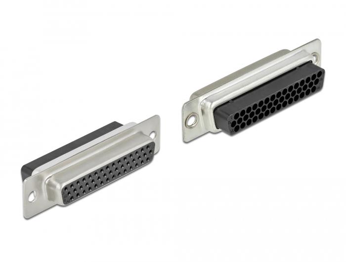 Delock D-Sub HD 44-polige Crimp-Buchse auf 2 x RJ45-Buchse mit Montagesatz an - Delock