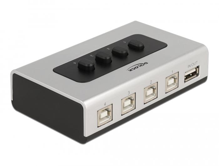 Delock schaltet USB 2.0 mit 4 x Type-B-Anschluss auf 1 x Type-A-Anschluss manuell - Delock