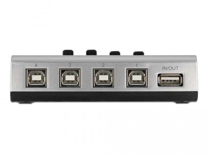 Delock schaltet USB 2.0 mit 4 x Type-B-Anschluss auf 1 x Type-A-Anschluss manuell - Delock
