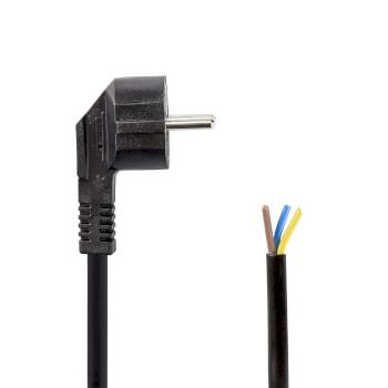 Stromkabel Typ F (CEE 7/7) Stecker Offen Gewinkelt Gerade Vernickelt - Nedis
