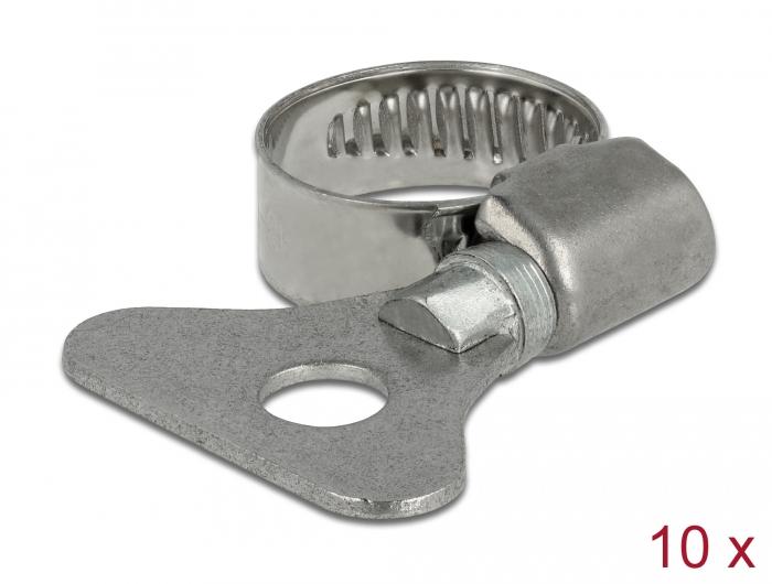 Delock Schlauchschelle mit Flügelmutter 13 - 19 mm 10 Stück Metall - Delock