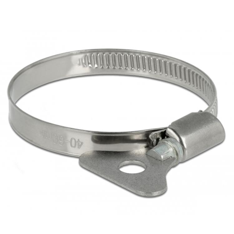 Delock Schlauchschelle mit Flügelmutter 40 - 60 mm 10 Stück Metall - Delock
