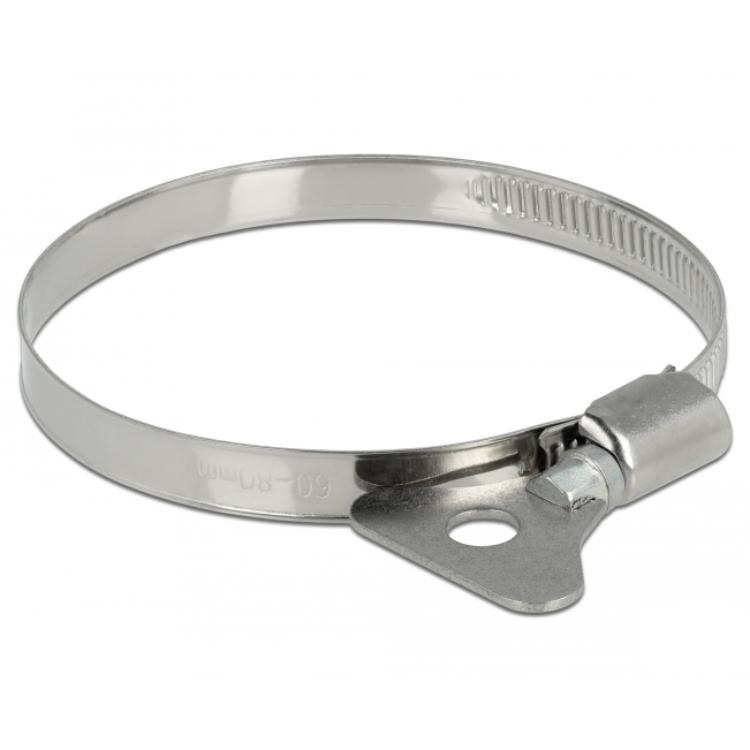 Delock Schlauchschelle mit Flügelmutter 60 - 80 mm 10 Stück Metall - Delock