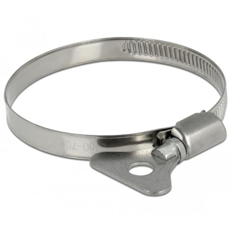 Delock Schlauchschelle mit Flügelmutter 50 - 70 mm 10 Stück Metall - Delock