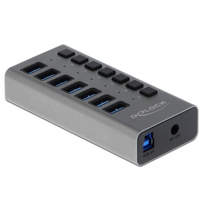 Delock USB Hub: 7x USB-A. Inkl. 1m USB 3.0 Kabel.
