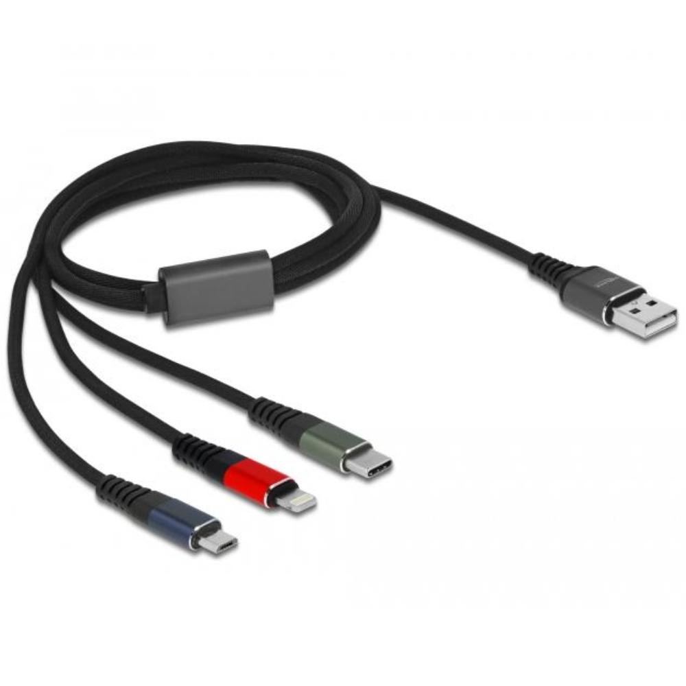 Delock USB-Ladekabel 3 in 1 für Lightning™ / Micro USB / USB Type-C™ - Delock