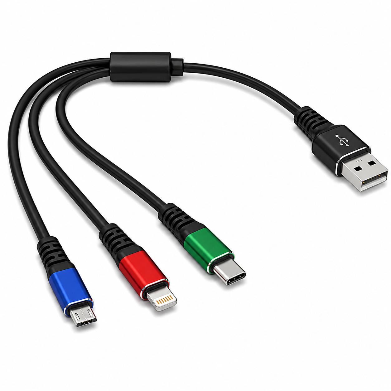 Delock USB-Ladekabel 3 in 1 für Lightning™ / Micro USB / USB Type-C™