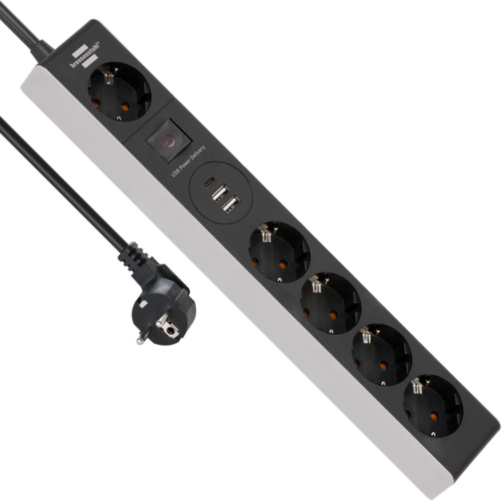 Steckdosenleiste 5f m. PD, SDL PD 05, 2xUSB,1xUSB C - Brennenstuhl