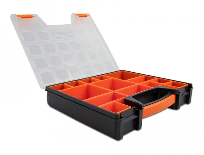 Delock Sortimentsbox mit 14 Fächern 312 x 272 x 60 mm orange/schwarz - Delock