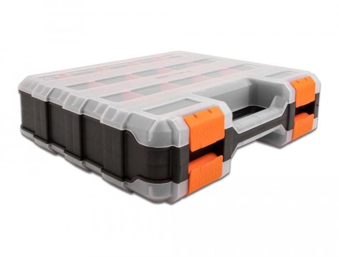 Delock Sortimentskasten mit 34 Taschen 320 x 270 x 80 mm orange / schwarz - Delock