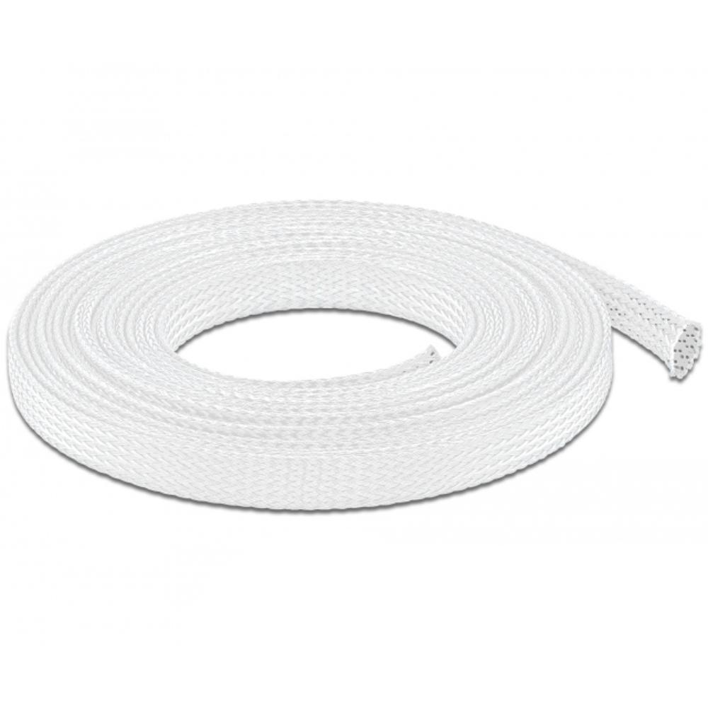 Delock geflochtene Schlauch dehnbar, 10 m x 12 mm, weiß - Delock