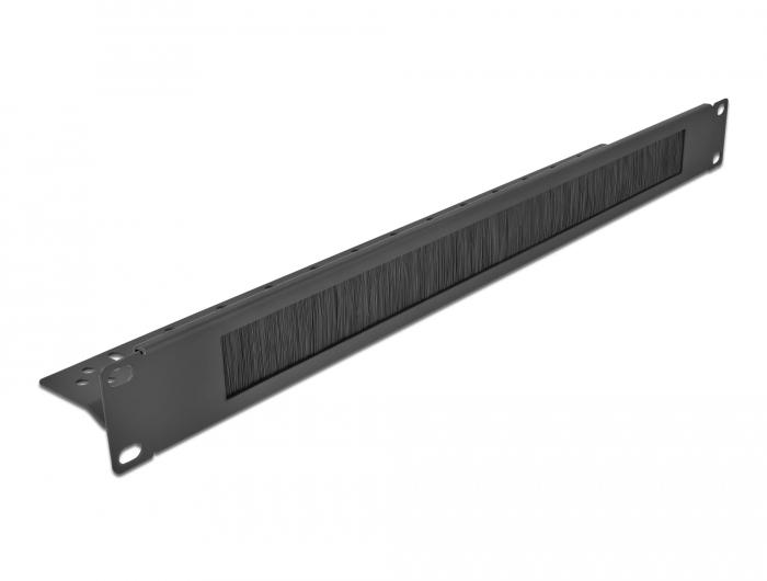 Delock 19″ Kabelmanagement-Bürstenleiste mit Kabelbefestigung 1 HE schwarz - Delock