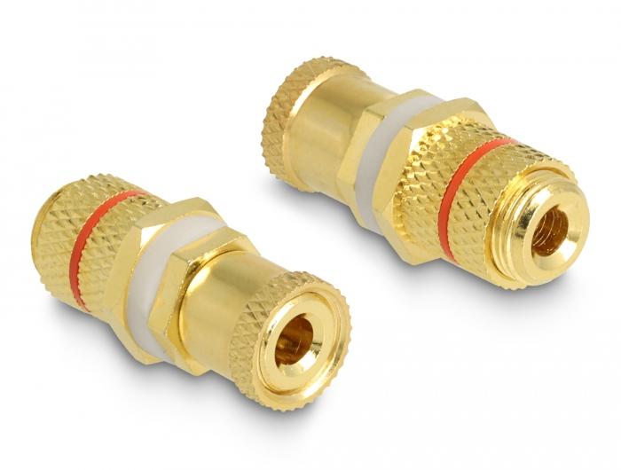 Delock Audio-Adapter Polklemme zu Polklemme zur Installation, rote Farbmarkierung - Delock