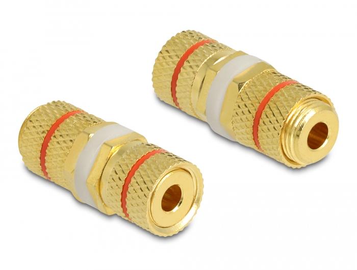 Delock Audio-Adapter Polklemme zu Polklemme zur Installation, rote Farbmarkierung - Delock