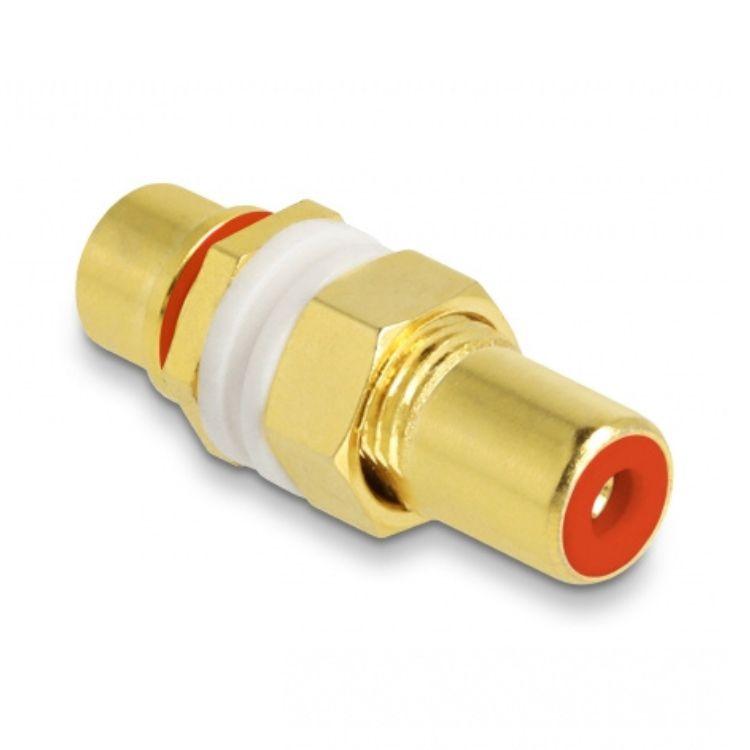 Delock Audio Adapter Cinch Buchse zu Buchse zum Einbau, Farbring rot - Delock