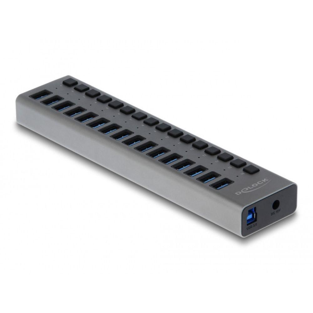 USB-Hub mit 16× USB A Ports und externer Stromversorgung