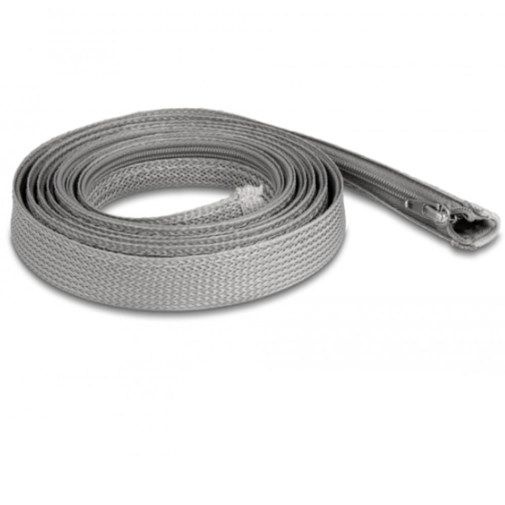 Delock Geflechtschlauch mit Reißverschluss, 2 m, 20 mm, grau - Delock