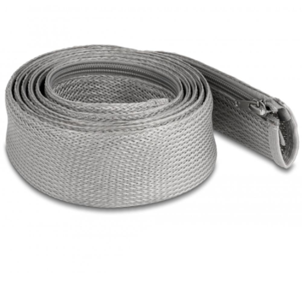 Delock Geflechtschlauch, Reißverschluss, 2 m x 50 mm, grau. - Delock