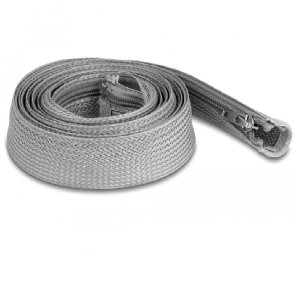 Delock Geflechtschlauch mit Reißverschluss hitzebeständig 2 m x 30 mm gr - Delock